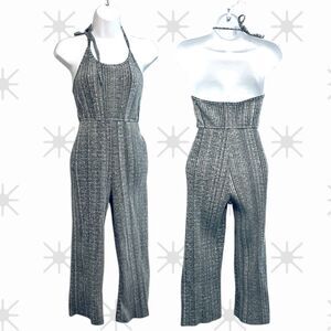 Urban Outfitters Holly Ribbed Knit Tie Halter Gray Jumpsuit Size XS
